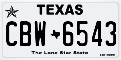 TX license plate CBW6543