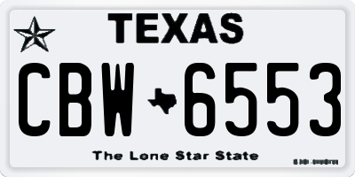 TX license plate CBW6553