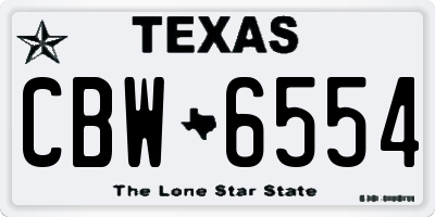 TX license plate CBW6554