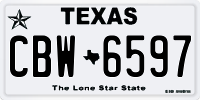 TX license plate CBW6597