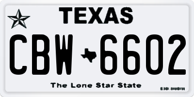 TX license plate CBW6602