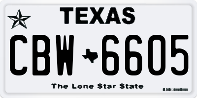 TX license plate CBW6605