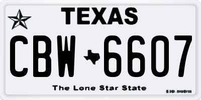 TX license plate CBW6607
