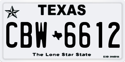 TX license plate CBW6612