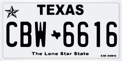 TX license plate CBW6616