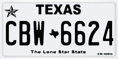TX license plate CBW6624
