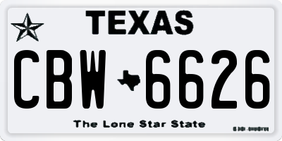 TX license plate CBW6626
