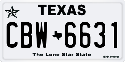 TX license plate CBW6631