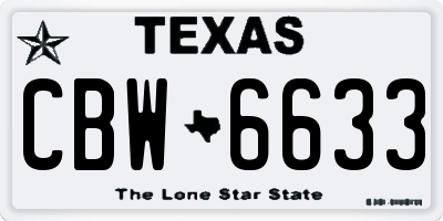 TX license plate CBW6633