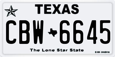 TX license plate CBW6645