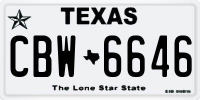 TX license plate CBW6646