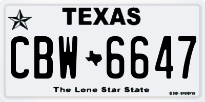 TX license plate CBW6647