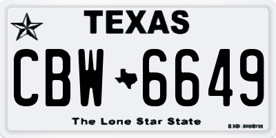 TX license plate CBW6649