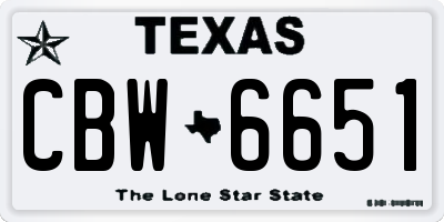 TX license plate CBW6651