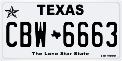 TX license plate CBW6663