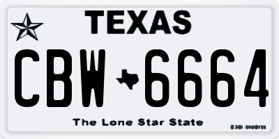 TX license plate CBW6664