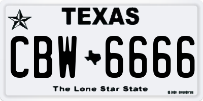 TX license plate CBW6666
