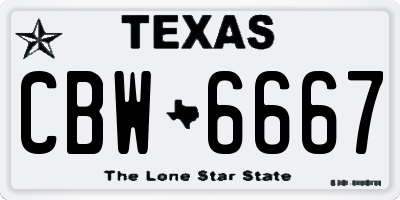 TX license plate CBW6667