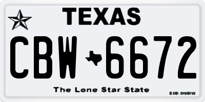 TX license plate CBW6672