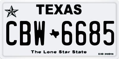 TX license plate CBW6685