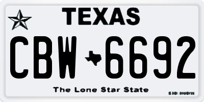 TX license plate CBW6692