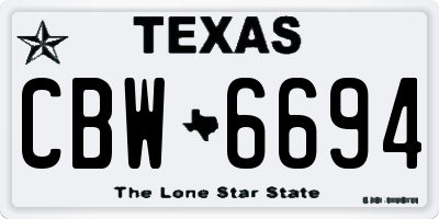 TX license plate CBW6694