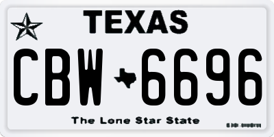 TX license plate CBW6696