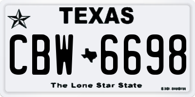 TX license plate CBW6698
