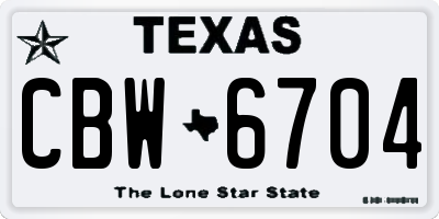 TX license plate CBW6704