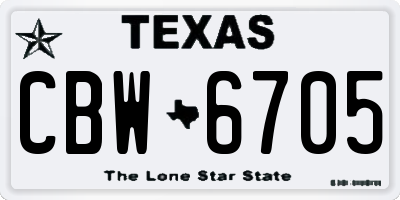 TX license plate CBW6705