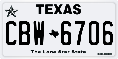 TX license plate CBW6706