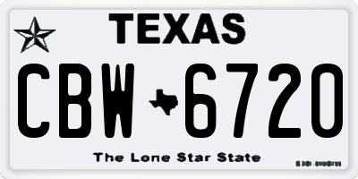 TX license plate CBW6720