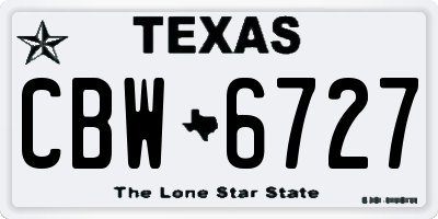 TX license plate CBW6727