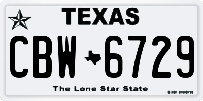 TX license plate CBW6729
