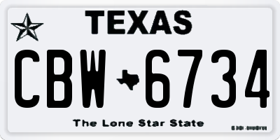 TX license plate CBW6734