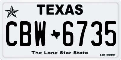 TX license plate CBW6735
