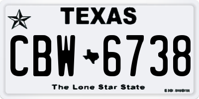 TX license plate CBW6738