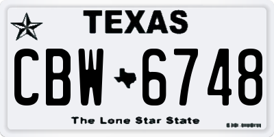 TX license plate CBW6748