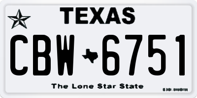 TX license plate CBW6751
