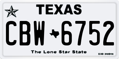 TX license plate CBW6752