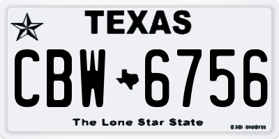 TX license plate CBW6756