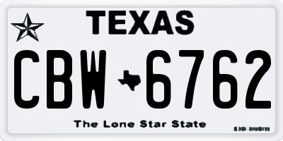 TX license plate CBW6762