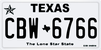 TX license plate CBW6766