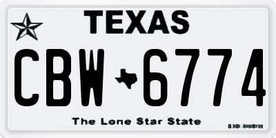 TX license plate CBW6774