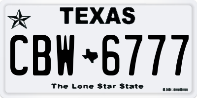 TX license plate CBW6777