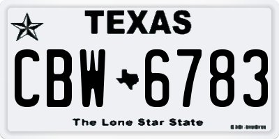 TX license plate CBW6783