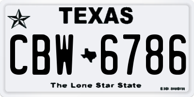TX license plate CBW6786