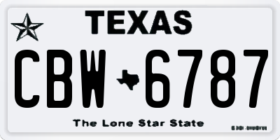 TX license plate CBW6787