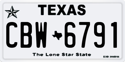 TX license plate CBW6791