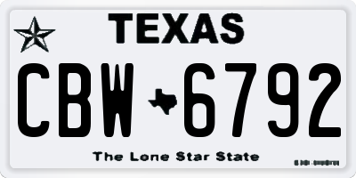 TX license plate CBW6792